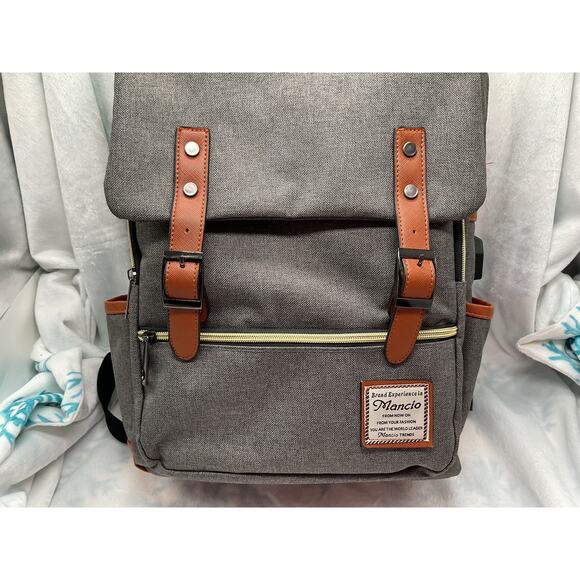 Mancio Slim Laptop Backpack Gray Adult Unisex - Picture 9 of 15